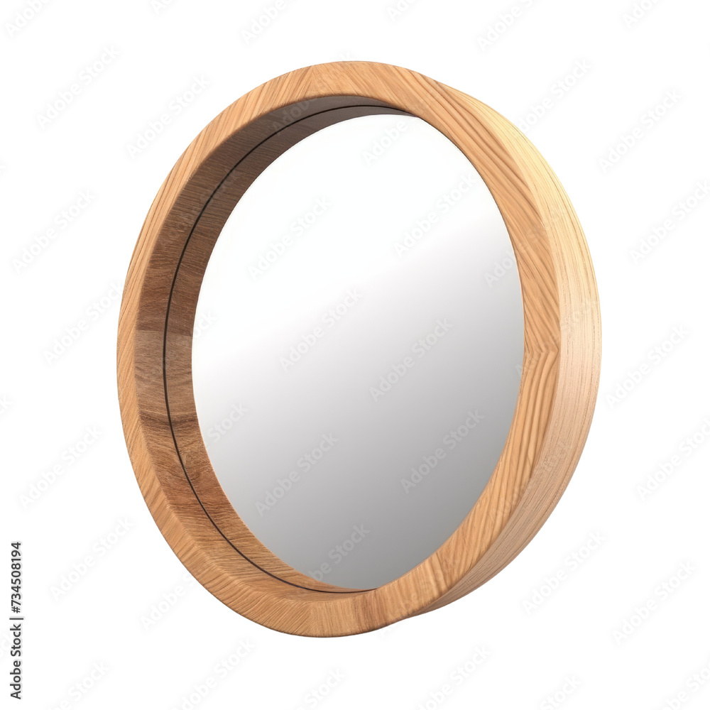Wooden Mirror PNG Cutout, Generative AI Wooden Mirror PNG Cutout, Generative AI