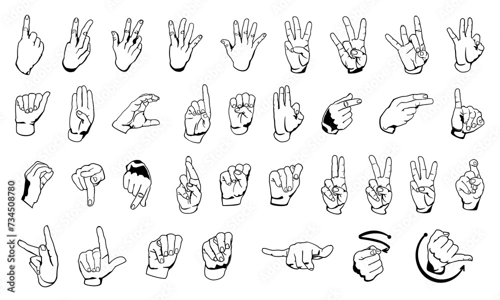 palm and fingers icon collection