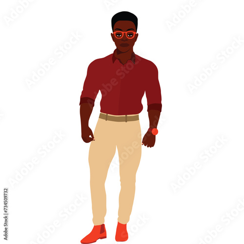 Modern fashionable black man in elegant art style vector
