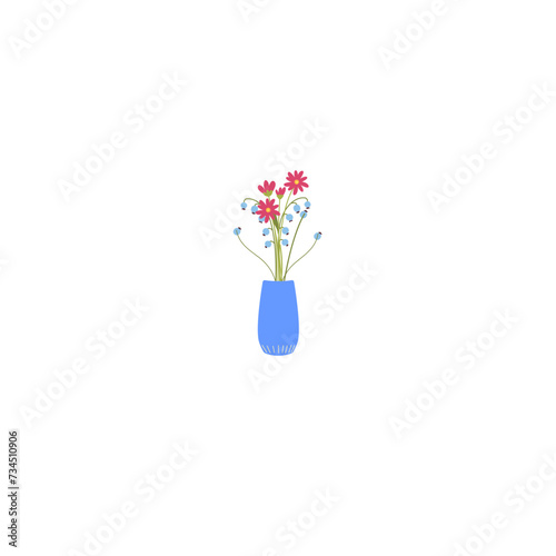 vector pot with beautiful flowers flower