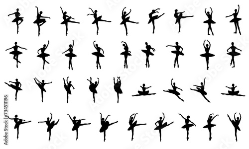 ballet dancers silhouettes set photo