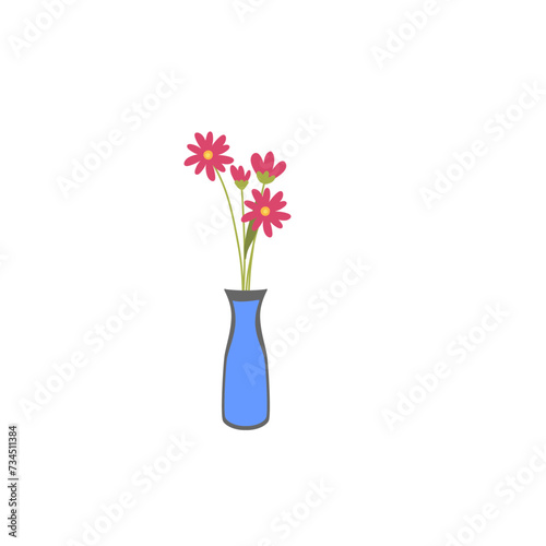 vector pot with beautiful flowers flower