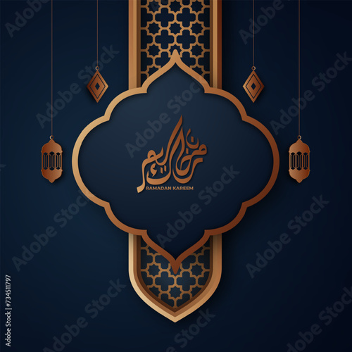 Realistic ramadan background with islamic pattern, lantern. for banner, greeting card