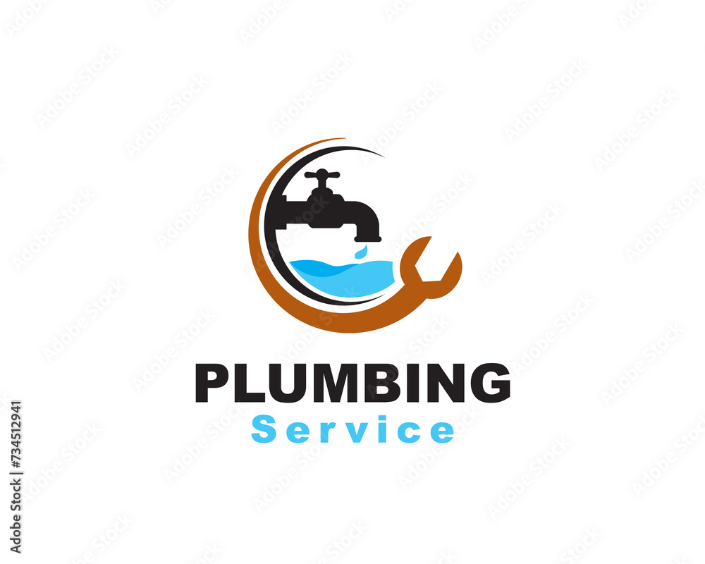 water faucet plumbing service logo icon symbol design template illustration inspiration