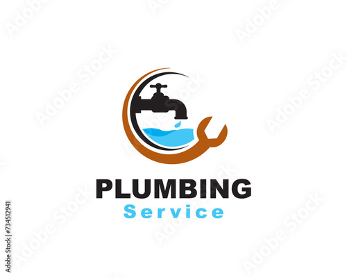 water faucet plumbing service logo icon symbol design template illustration inspiration