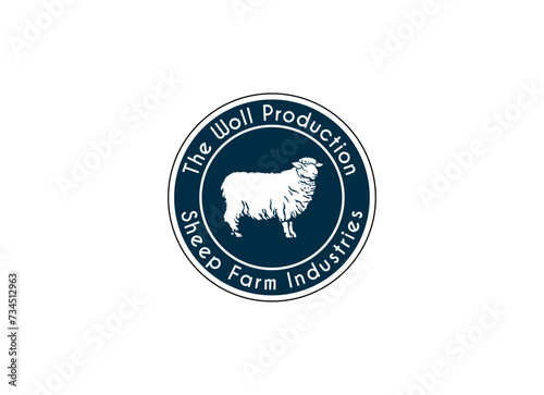 Sheep wool factory emblem template. Sheep head. Design element for logo, label,sign. Vector image