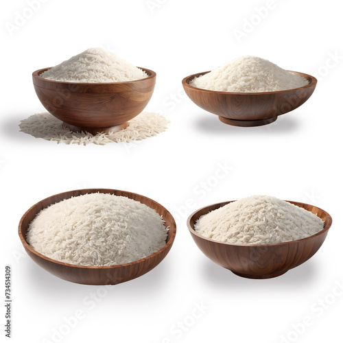 assets collection of rice in a wooden bowl