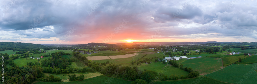 Sunset and Clouds over Farmland