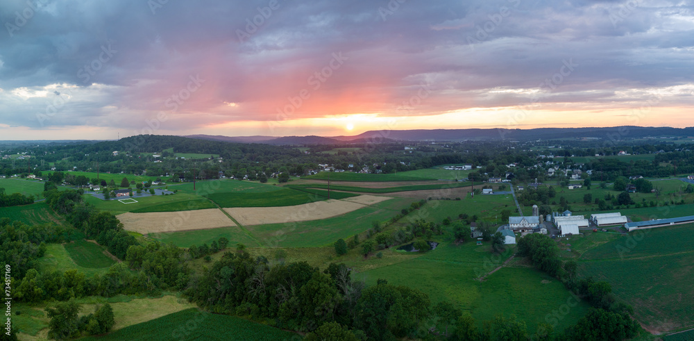 Sunset and Clouds over Farmland