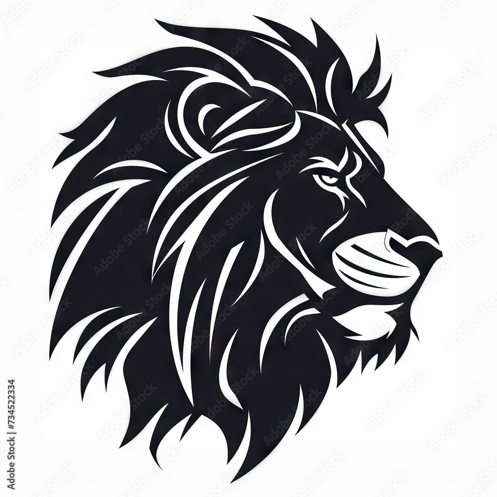 Majestic Black and White Illustration of a Lion’s Profile, Showcasing the King of the Jungle’s Elegant Mane and Intense Gaze Majestic Black and White Illustration of a Lion’s Profile, Showcasing the King of the Jungle’s Elegant Mane and Intense Gaze