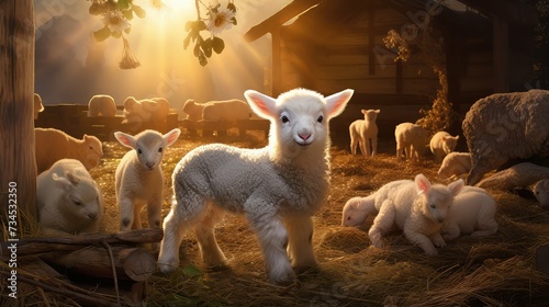 Fototapeta Naklejka Na Ścianę i Meble -  piglet baby farm animals