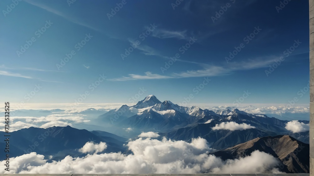 Majestic mountain ranges with clear blue skies landscape view for celebrations and greeting card from Generative AI