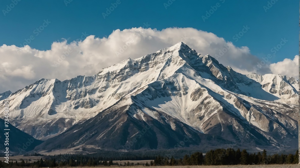 Majestic mountain ranges with clear blue skies landscape view for celebrations and greeting card from Generative AI