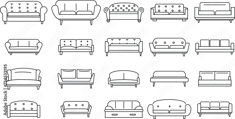 Set of Sofa, couch icons in line styles editable stock. Outline signs pictogram on transparent background. Furniture symbols illustration. Pixel perfect vectors for website designs and mobile apps. Set of Sofa, couch icons in line styles editable stock. Outline signs pictogram on transparent background. Furniture symbols illustration. Pixel perfect vectors for website designs and mobile apps.