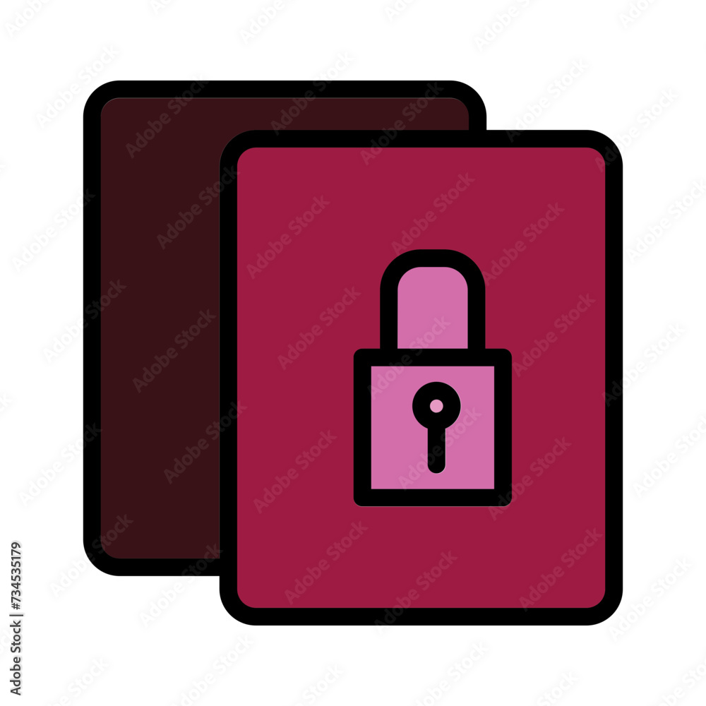Data File Lock Filled Outline Icon Data File Lock Filled Outline Icon