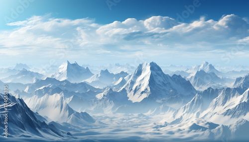 Majestic mountain peak, blue sky, tranquil scene, nature beauty generated by AI © Gstudio