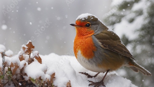 robin on snow © UmerDraz