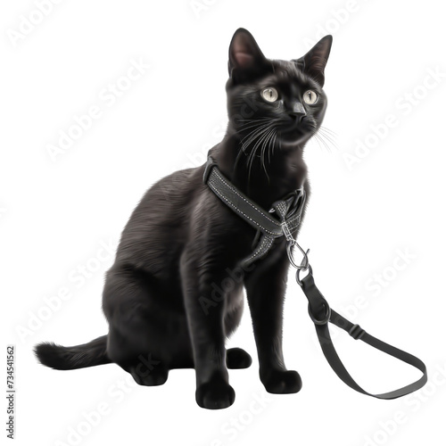 Cat harness and leash set PNG Cutout, Generative AI