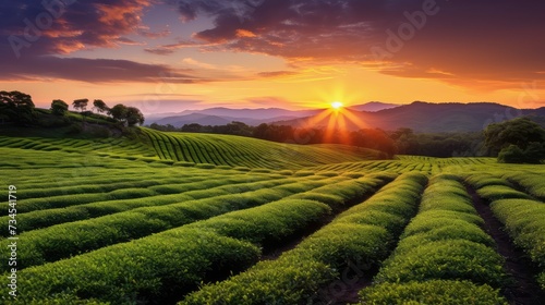 plantation tea farm sunset