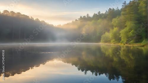 morning mist over lake