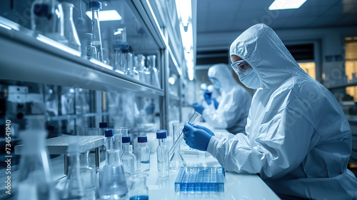 scientist in laboratory.Testing substances