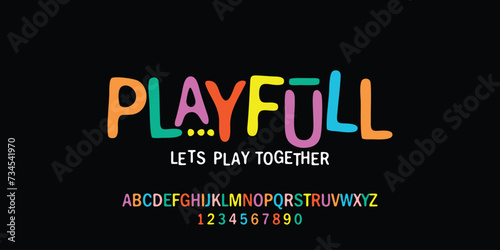 PLAYFULL is uneven, unexpected, playful font. Vector bold font for headings, flyer, greeting cards, product packaging, book cover, printed quotes, logotype, apparel design, album covers, etc. photo