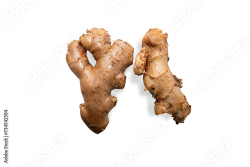 fresh ginger isolated on white background photo