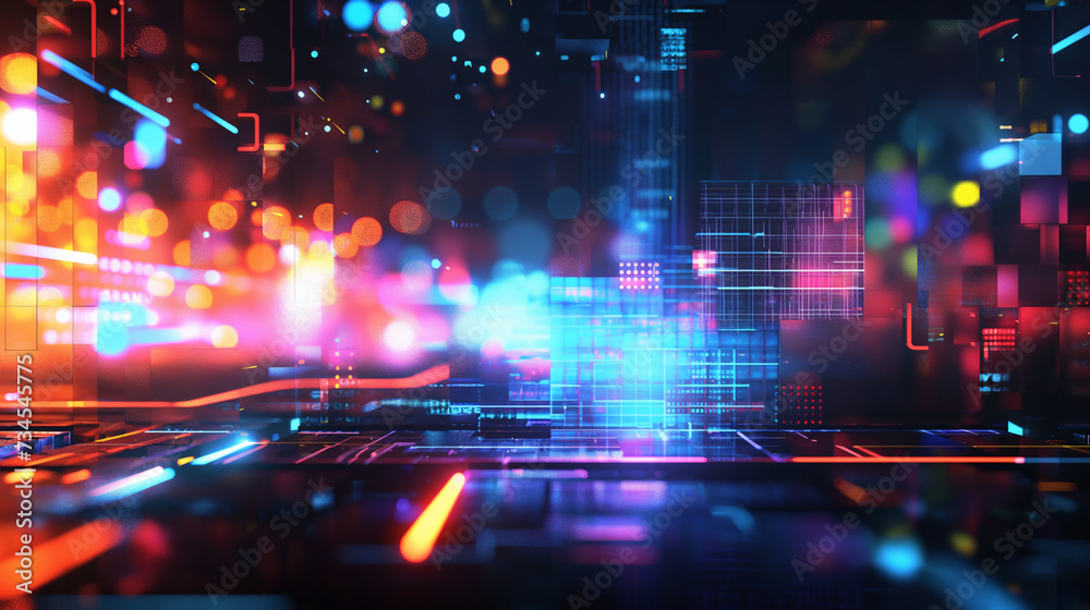 Fototapeta premium サイバーパンクなグラフィックバナー背景