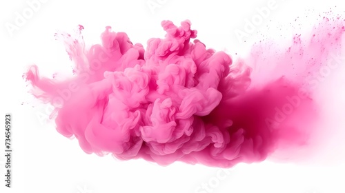 Pink powder explosion background. Pink explosion smoke splashes on white background. generative ai