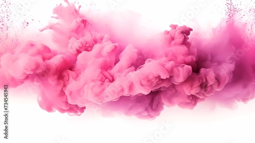Pink powder explosion background. Pink explosion smoke splashes on white background. generative ai