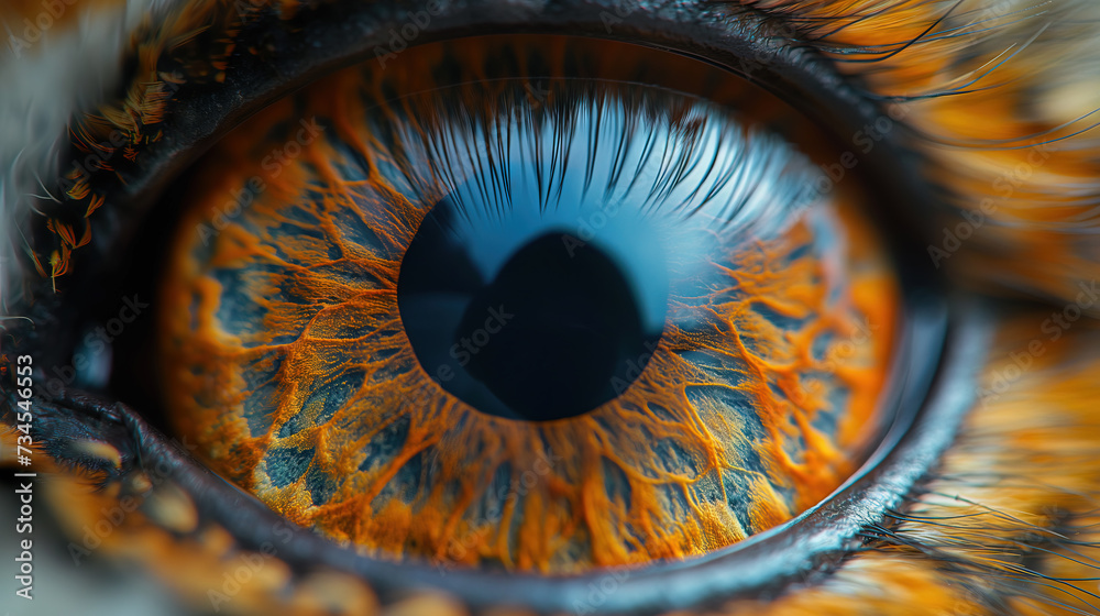 Extreme Close-up of Orange and Black Textured Iris