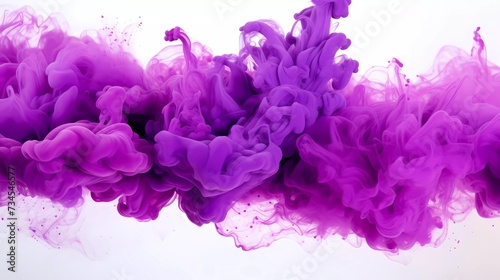 Purple powder explosion background. Purple explosion smoke splashes on white background. generative ai