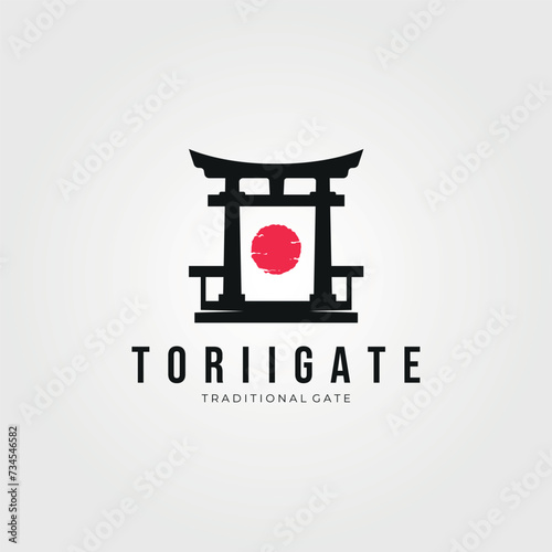 torii gate silhouette logo vector vintage illustration template