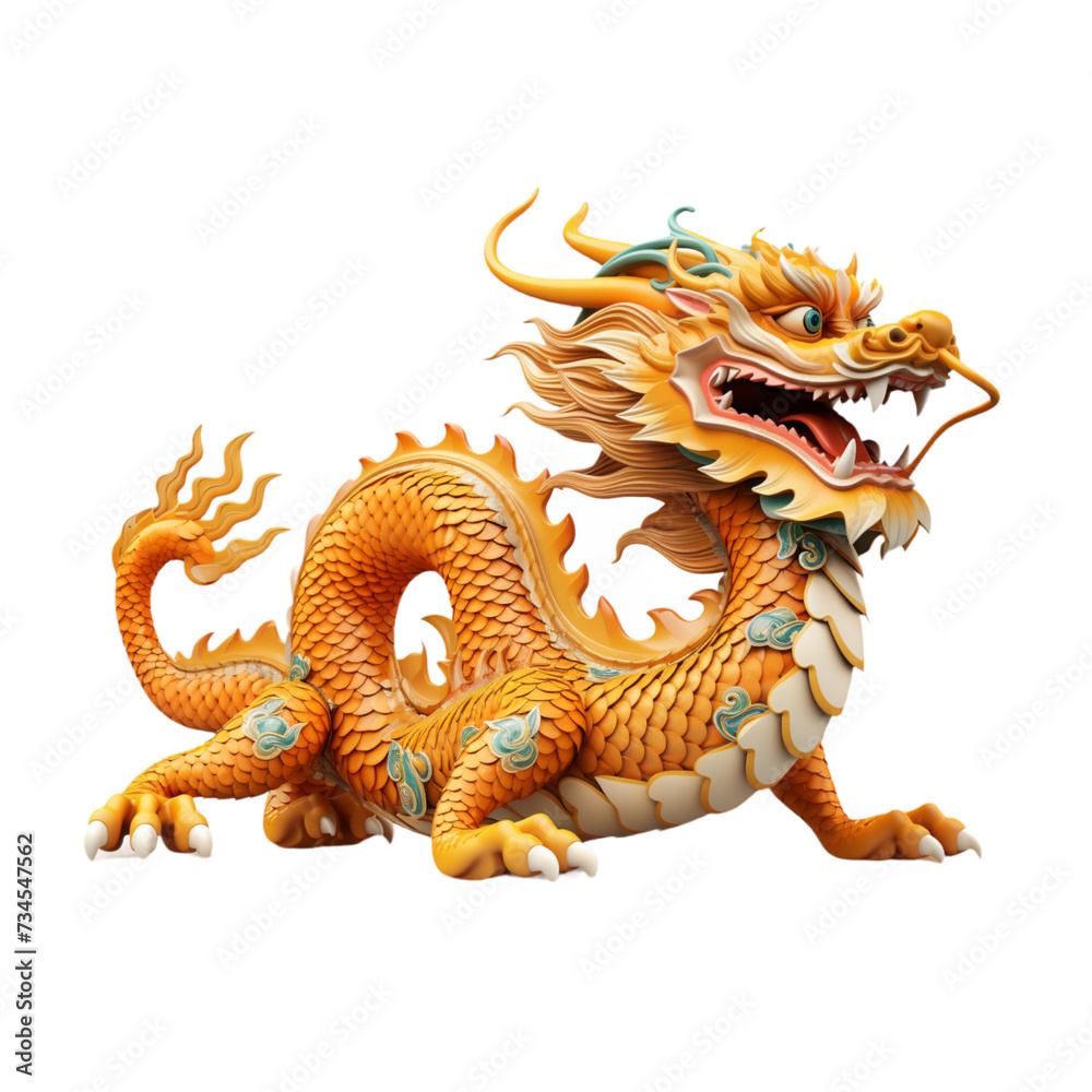 Dragon Statue Against a White Background