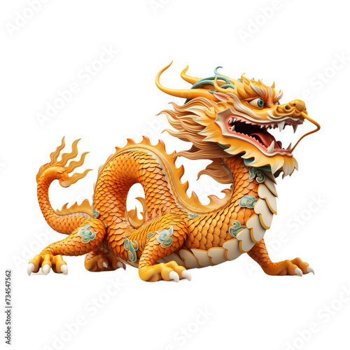 Dragon Statue Against a White Background