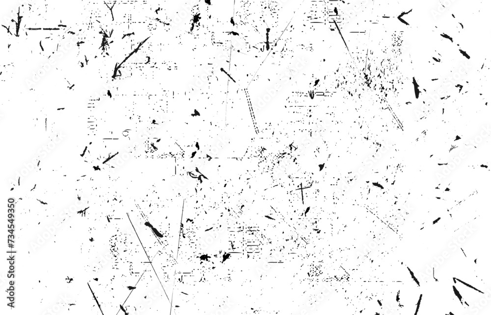 Grunge black and white pattern. Monochrome particles abstract texture. Abstract grunge texture design on a white background. Dirt texture for the background with stain effect. 