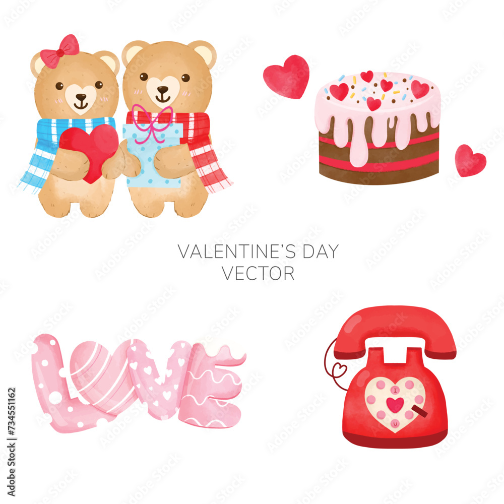 Fototapeta premium Happy valentine items collection