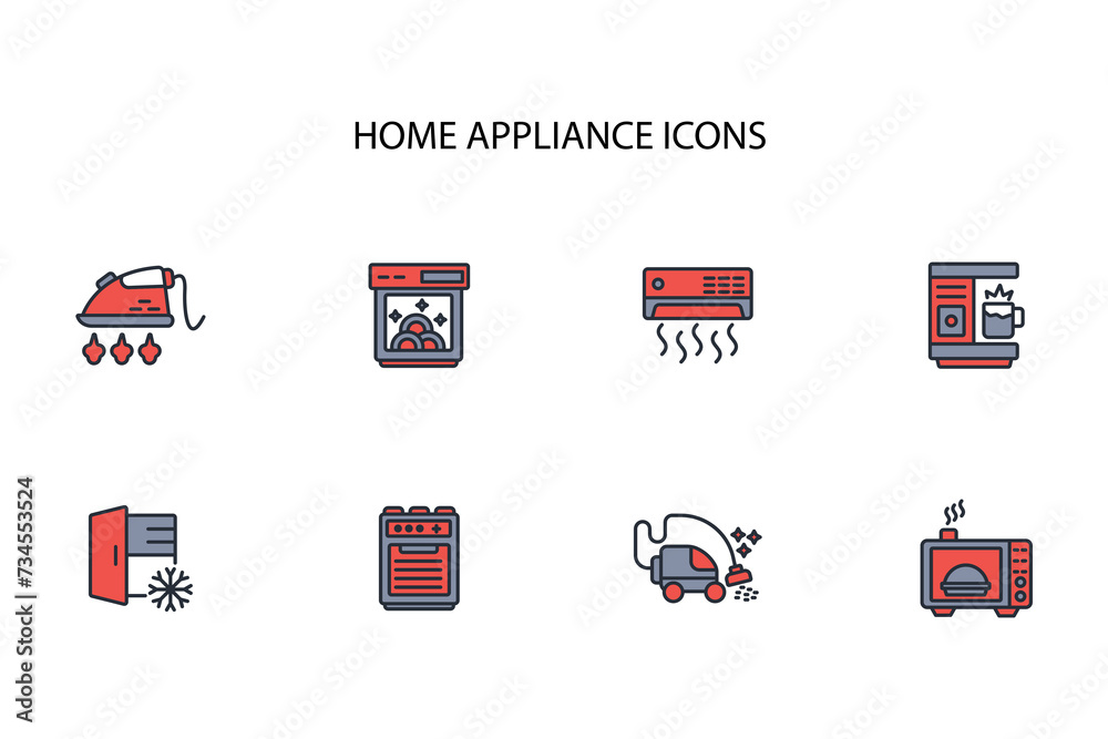 Home appliance icon set.vector.Editable stroke.linear style sign for use web design,logo.Symbol illustration. Home appliance icon set.vector.Editable stroke.linear style sign for use web design,logo.Symbol illustration.
