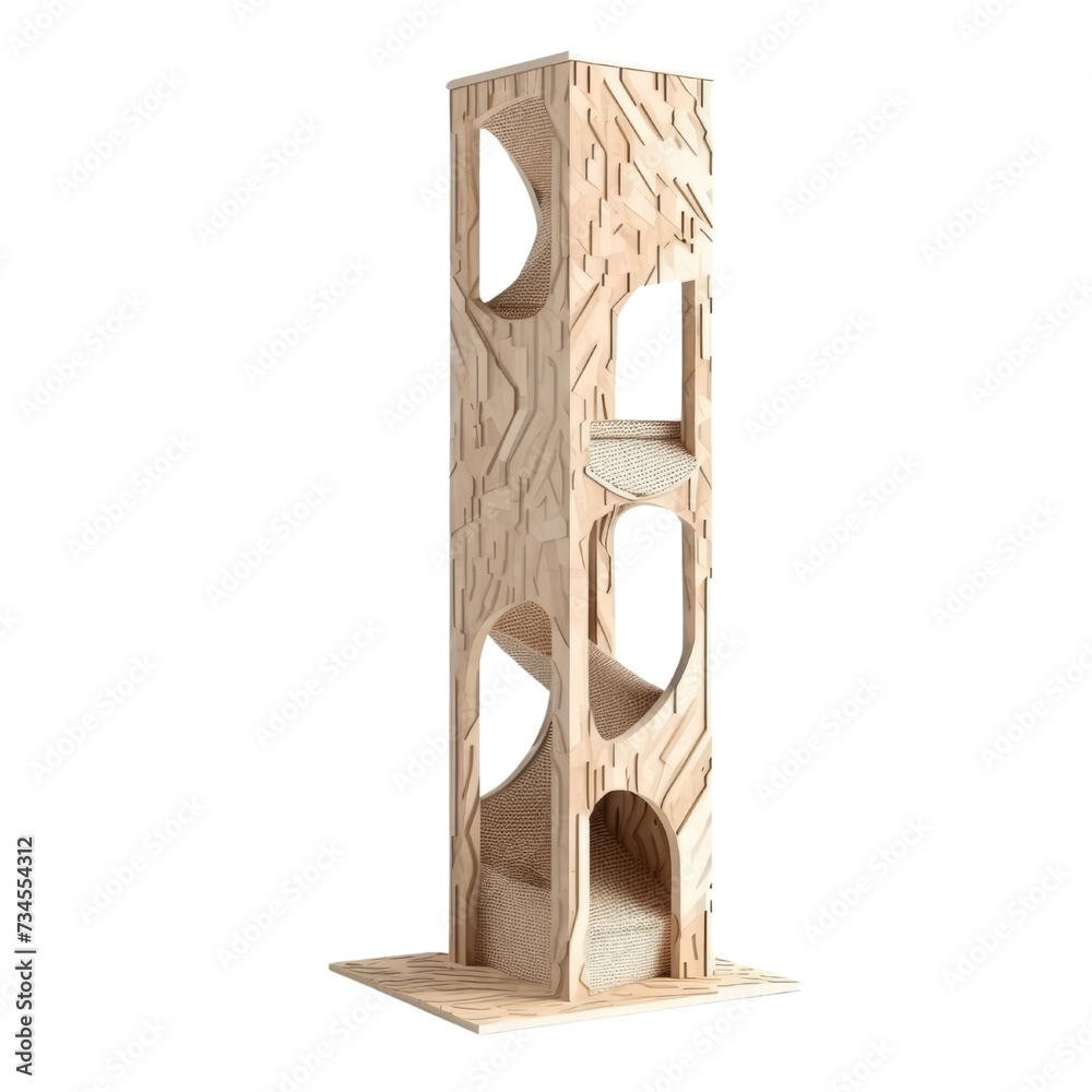 Naklejka premium Cat scratching tower PNG Cutout, Generative AI