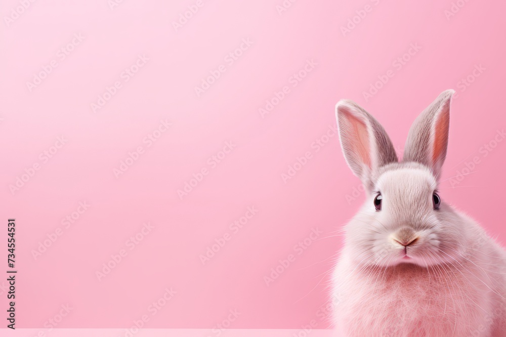 Easter pink bunny on pink pastel background