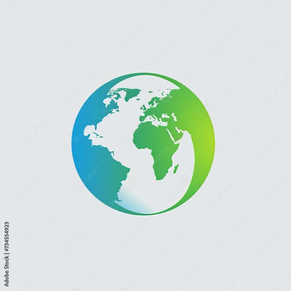 logo flat globe, light green and blue colors