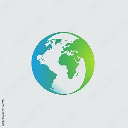 logo flat globe, light green and blue colors