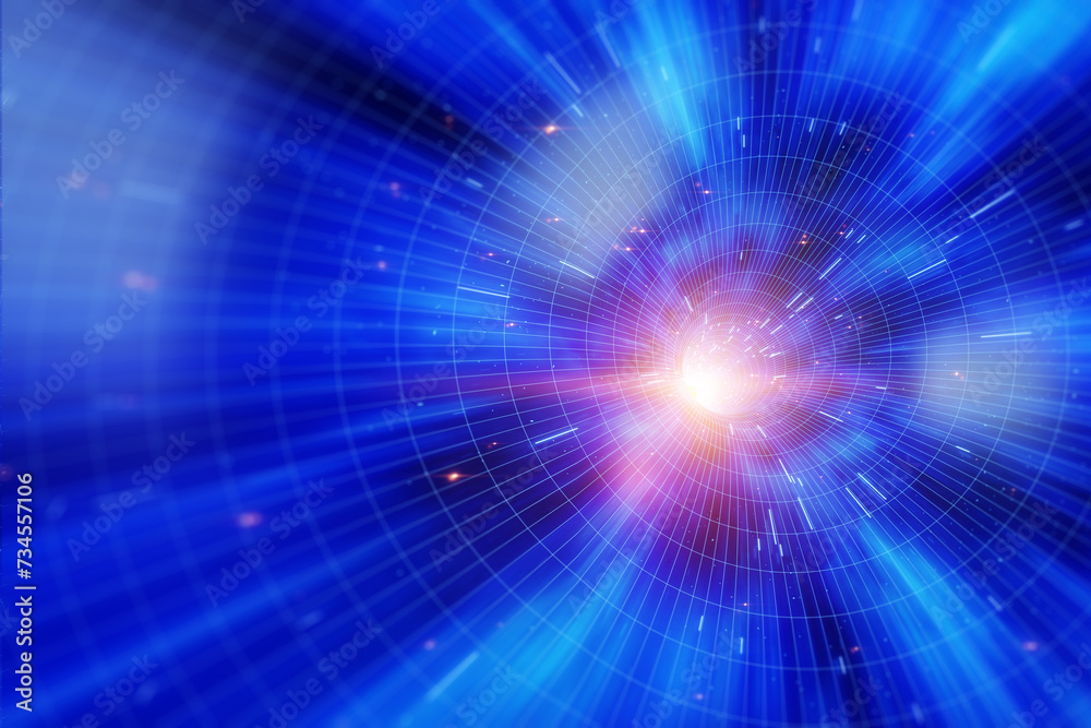 A tunnel in space connecting two points in spacetime. Concept space travel, teleportation, black hole. 3D illustration, 3D render, copy space. A tunnel in space connecting two points in spacetime. Concept space travel, teleportation, black hole. 3D illustration, 3D render, copy space.