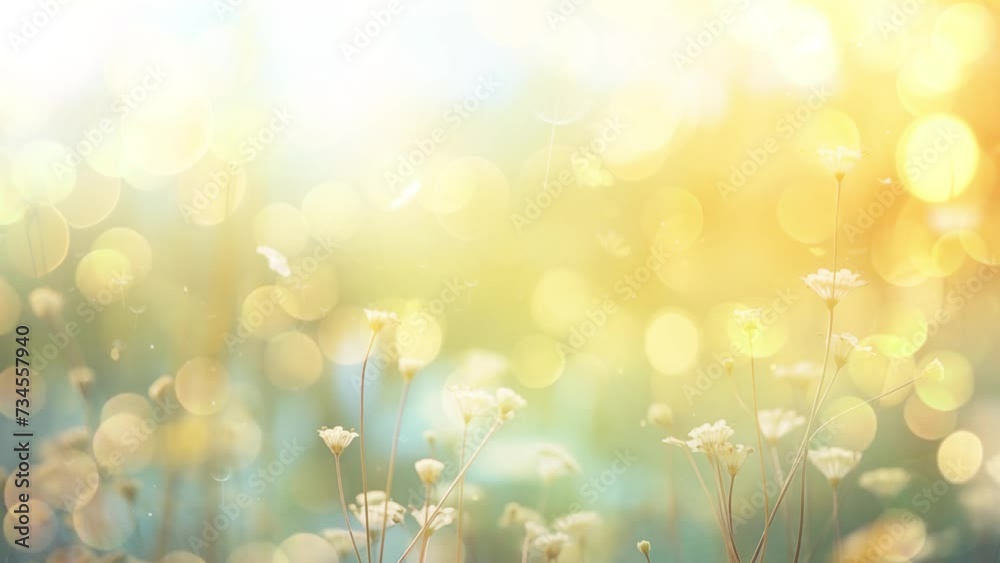 Abstract defocused nature background with wildflower. spring bokeh background. seamless looping overlay 4k virtual video animation background 