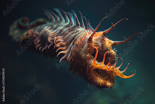 A striking snapshot capturing the predatory nature of a carnivorous mollusk in the deep ocean