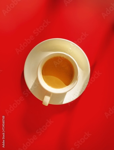 Coffee With Red Background