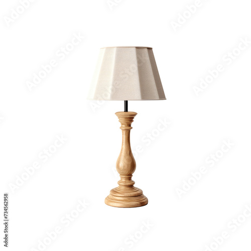 Wooden Table Lamp With White Shade
