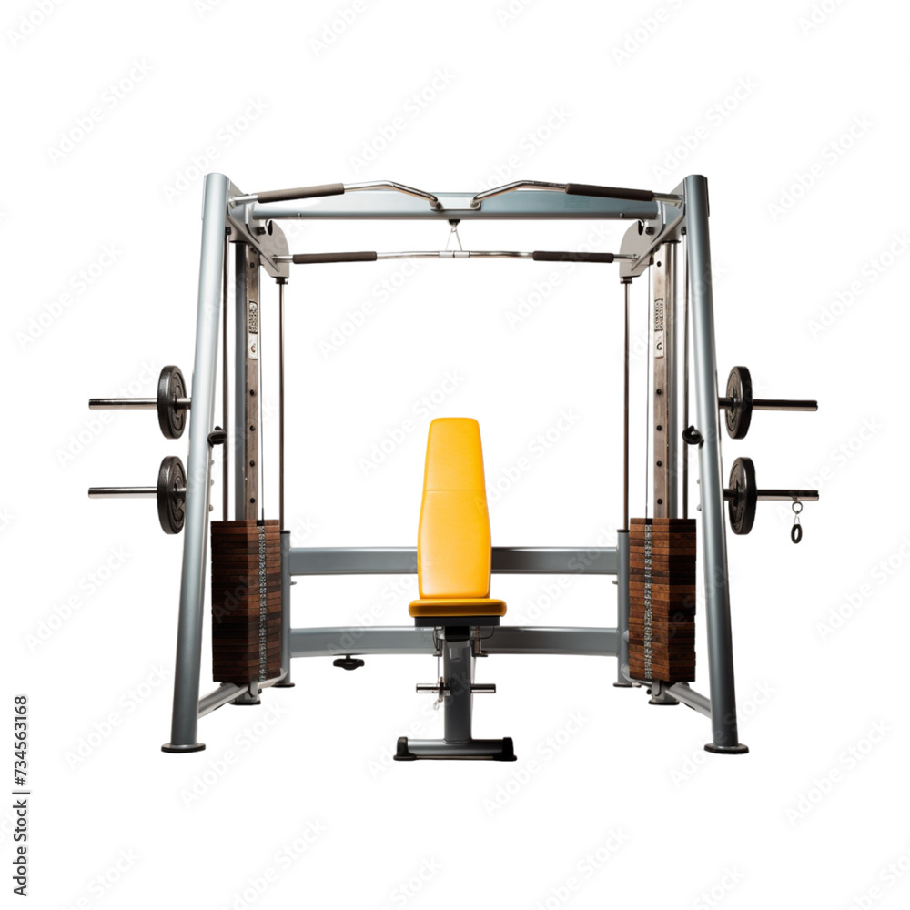 Yellow Seat Squat Machine on White Background Yellow Seat Squat Machine on White Background