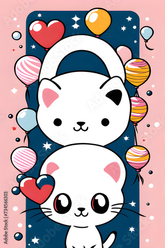 cute cats in the balloons. Generative AI
