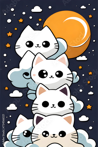 cute cats in the clouds. Generative AI